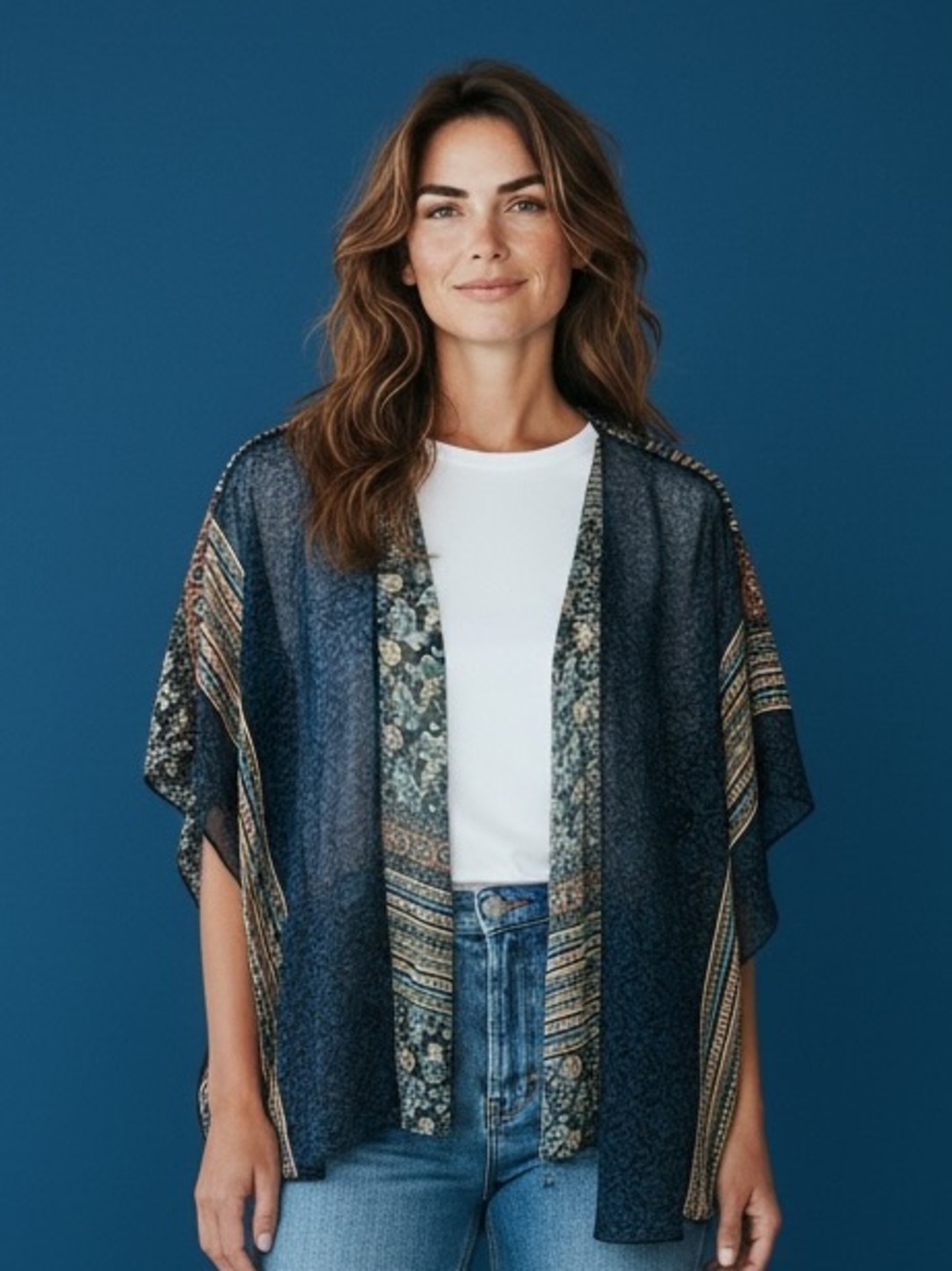 Open Front, Sheer Kimono, Large